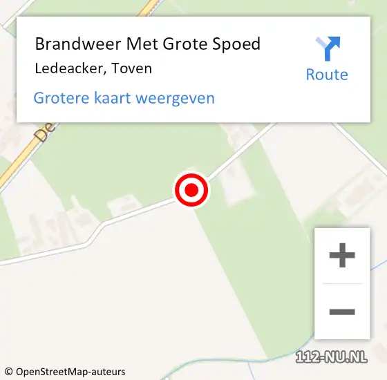 Locatie op kaart van de 112 melding: Brandweer Met Grote Spoed Naar Ledeacker, Toven op 17 december 2017 10:15