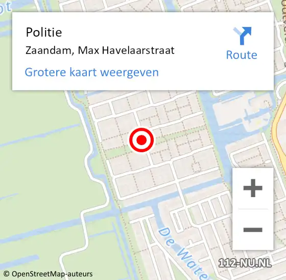 Locatie op kaart van de 112 melding: Politie Zaandam, Max Havelaarstraat op 17 december 2017 10:29