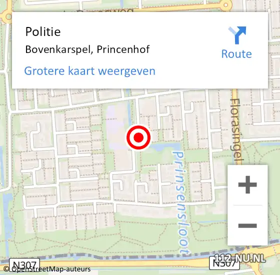 Locatie op kaart van de 112 melding: Politie Bovenkarspel, Princenhof op 17 december 2017 10:35