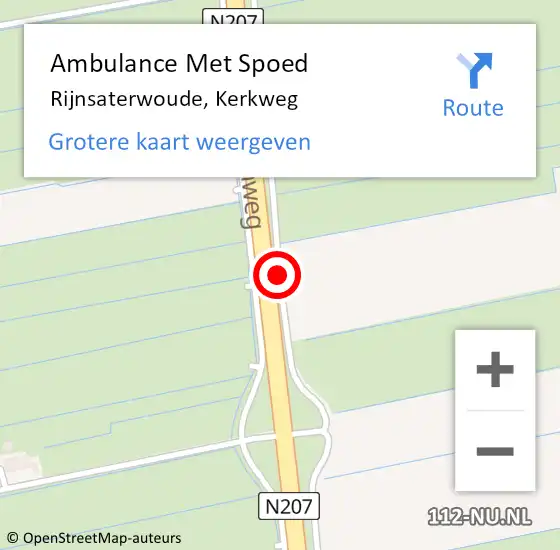 Locatie op kaart van de 112 melding: Ambulance Met Spoed Naar Rijnsaterwoude, Kerkweg op 17 december 2017 10:51