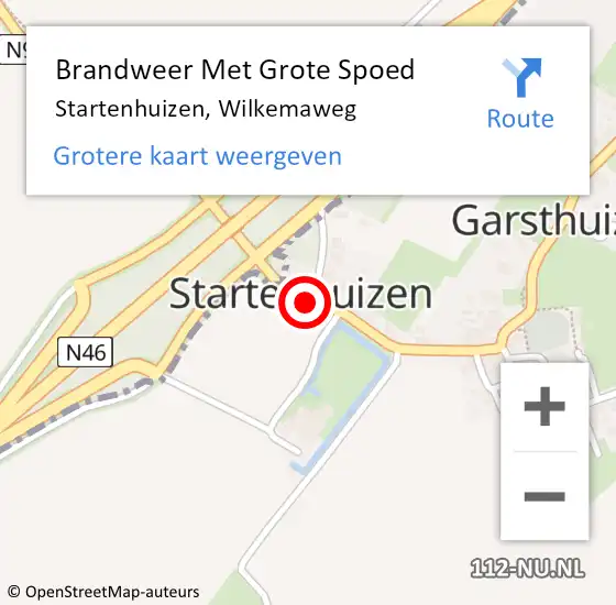 Locatie op kaart van de 112 melding: Brandweer Met Grote Spoed Naar Startenhuizen, Wilkemaweg op 17 december 2017 11:16