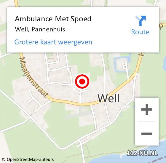 Locatie op kaart van de 112 melding: Ambulance Met Spoed Naar Well, Pannenhuis op 17 december 2017 11:41
