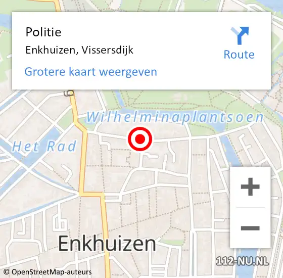 Locatie op kaart van de 112 melding: Politie Enkhuizen, Vissersdijk op 17 december 2017 12:05