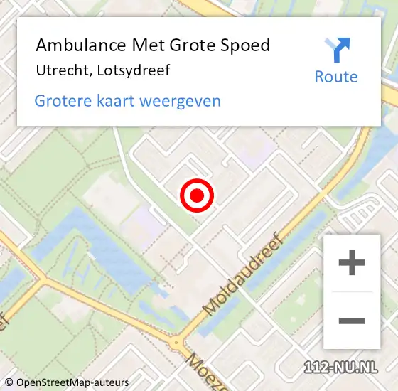 Locatie op kaart van de 112 melding: Ambulance Met Grote Spoed Naar Utrecht, Lotsydreef op 17 december 2017 12:19