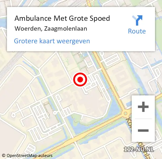 Locatie op kaart van de 112 melding: Ambulance Met Grote Spoed Naar Woerden, Zaagmolenlaan op 17 december 2017 13:30