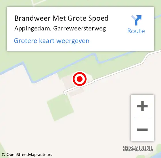 Locatie op kaart van de 112 melding: Brandweer Met Grote Spoed Naar Appingedam, Garreweersterweg op 17 december 2017 13:39