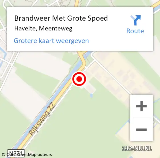 Locatie op kaart van de 112 melding: Brandweer Met Grote Spoed Naar Havelte, Meenteweg op 17 december 2017 14:15