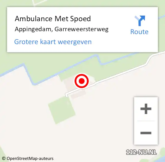 Locatie op kaart van de 112 melding: Ambulance Met Spoed Naar Appingedam, Garreweersterweg op 17 december 2017 14:22