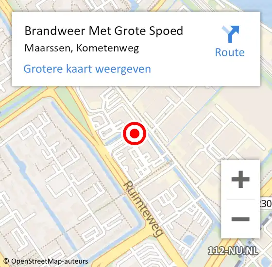 Locatie op kaart van de 112 melding: Brandweer Met Grote Spoed Naar Maarssen, Kometenweg op 17 december 2017 14:47