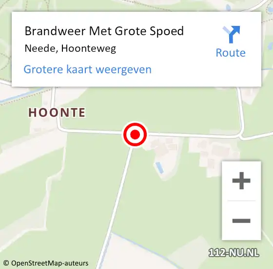 Locatie op kaart van de 112 melding: Brandweer Met Grote Spoed Naar Neede, Hoonteweg op 17 december 2017 15:00