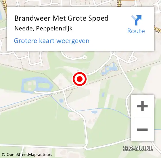 Locatie op kaart van de 112 melding: Brandweer Met Grote Spoed Naar Neede, Peppelendijk op 17 december 2017 15:11