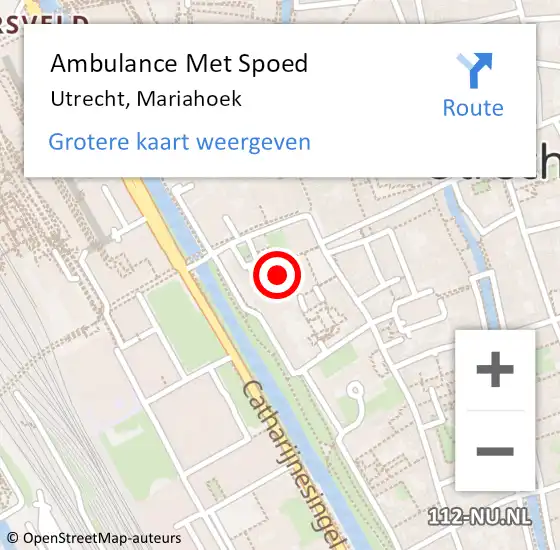 Locatie op kaart van de 112 melding: Ambulance Met Spoed Naar Utrecht, Mariahoek op 17 december 2017 15:35