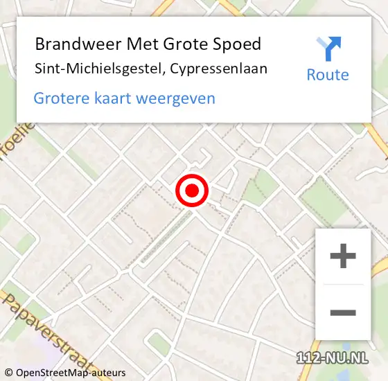 Locatie op kaart van de 112 melding: Brandweer Met Grote Spoed Naar Sint-Michielsgestel, Cypressenlaan op 17 december 2017 16:09