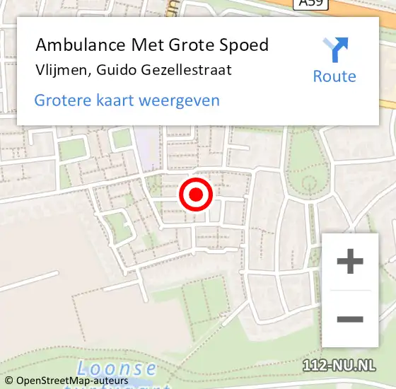 Locatie op kaart van de 112 melding: Ambulance Met Grote Spoed Naar Vlijmen, Guido Gezellestraat op 17 december 2017 16:13