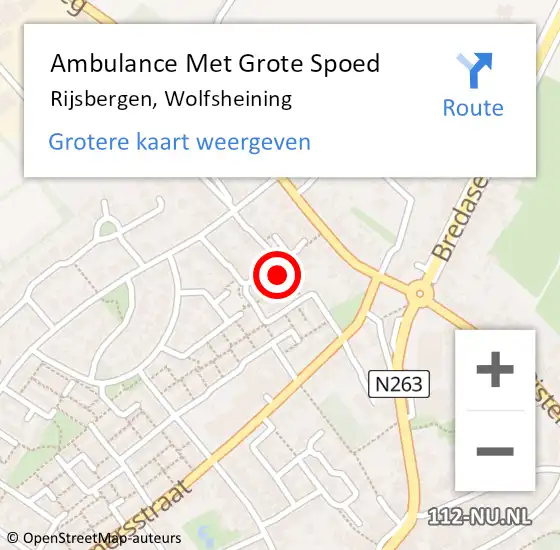 Locatie op kaart van de 112 melding: Ambulance Met Grote Spoed Naar Rijsbergen, Wolfsheining op 17 december 2017 16:23