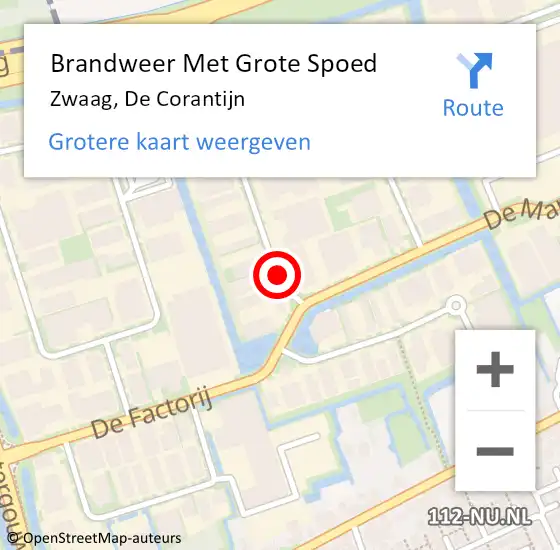 Locatie op kaart van de 112 melding: Brandweer Met Grote Spoed Naar Zwaag, De Corantijn op 17 december 2017 16:44