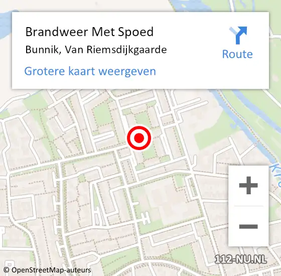 Locatie op kaart van de 112 melding: Brandweer Met Spoed Naar Bunnik, Van Riemsdijkgaarde op 17 december 2017 16:44