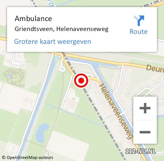 Locatie op kaart van de 112 melding: Ambulance Griendtsveen, Helenaveenseweg op 17 december 2017 16:46