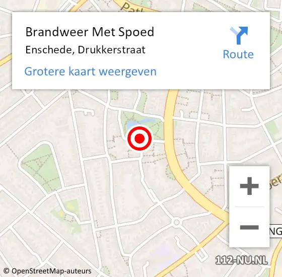 Locatie op kaart van de 112 melding: Brandweer Met Spoed Naar Enschede, Drukkerstraat op 17 december 2017 17:04