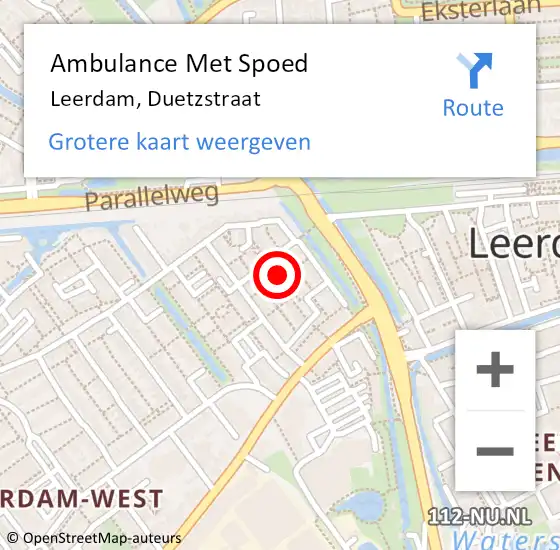 Locatie op kaart van de 112 melding: Ambulance Met Spoed Naar Leerdam, Duetzstraat op 17 december 2017 17:10