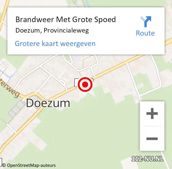 Locatie op kaart van de 112 melding: Brandweer Met Grote Spoed Naar Doezum, Provincialeweg op 17 december 2017 17:23