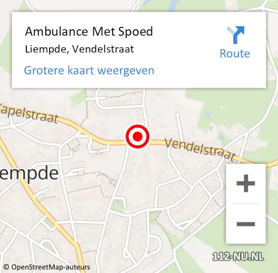 Locatie op kaart van de 112 melding: Ambulance Met Spoed Naar Liempde, Vendelstraat op 17 december 2017 17:40