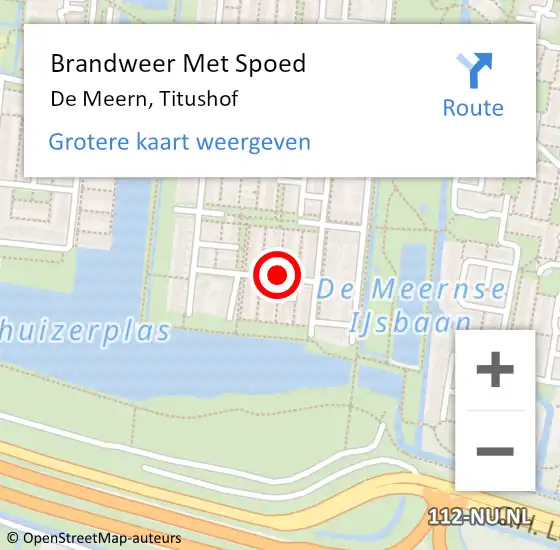 Locatie op kaart van de 112 melding: Brandweer Met Spoed Naar De Meern, Titushof op 17 december 2017 17:48