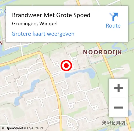 Locatie op kaart van de 112 melding: Brandweer Met Grote Spoed Naar Groningen, Wimpel op 17 december 2017 18:06