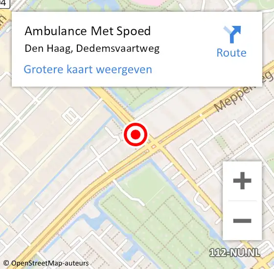 Locatie op kaart van de 112 melding: Ambulance Met Spoed Naar Den Haag, Dedemsvaartweg op 17 december 2017 19:03