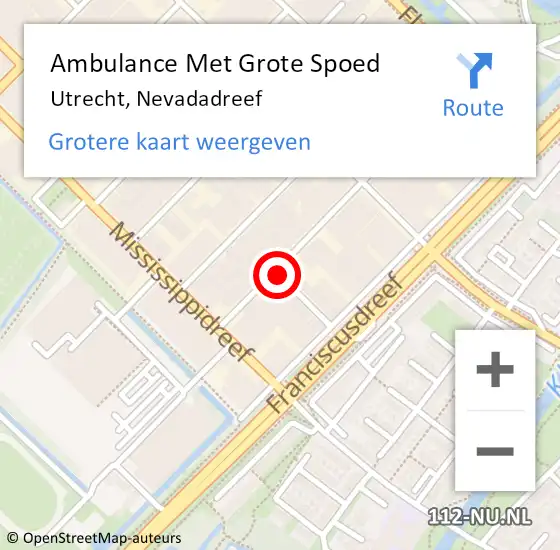 Locatie op kaart van de 112 melding: Ambulance Met Grote Spoed Naar Utrecht, Nevadadreef op 17 december 2017 19:24