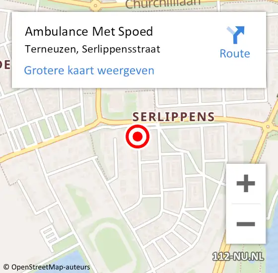 Locatie op kaart van de 112 melding: Ambulance Met Spoed Naar Terneuzen, Serlippensstraat op 17 december 2017 19:31