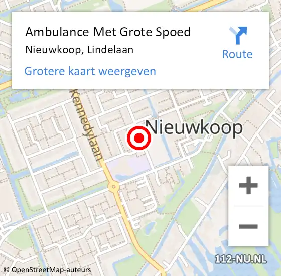 Locatie op kaart van de 112 melding: Ambulance Met Grote Spoed Naar Nieuwkoop, Lindelaan op 17 december 2017 19:37