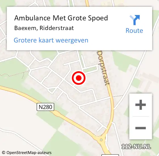 Locatie op kaart van de 112 melding: Ambulance Met Grote Spoed Naar Baexem, Ridderstraat op 10 februari 2014 10:32