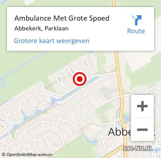 Locatie op kaart van de 112 melding: Ambulance Met Grote Spoed Naar Abbekerk, Parklaan op 17 december 2017 19:58