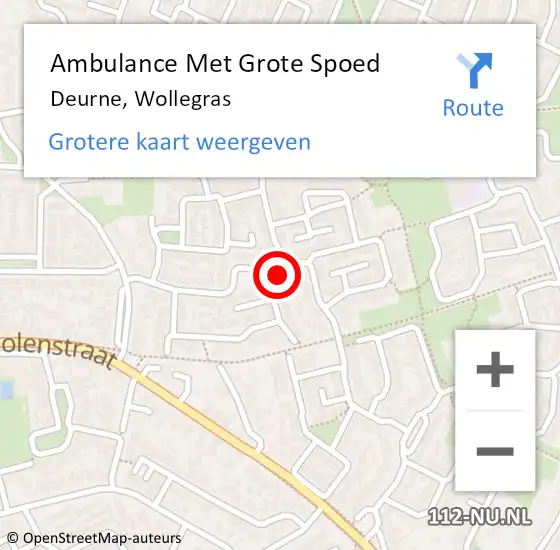 Locatie op kaart van de 112 melding: Ambulance Met Grote Spoed Naar Deurne, Wollegras op 17 december 2017 21:15