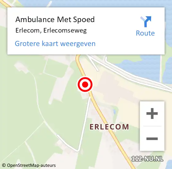 Locatie op kaart van de 112 melding: Ambulance Met Spoed Naar Erlecom, Erlecomseweg op 17 december 2017 21:19