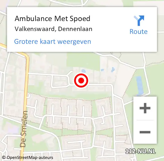 Locatie op kaart van de 112 melding: Ambulance Met Spoed Naar Valkenswaard, Dennenlaan op 17 december 2017 22:30