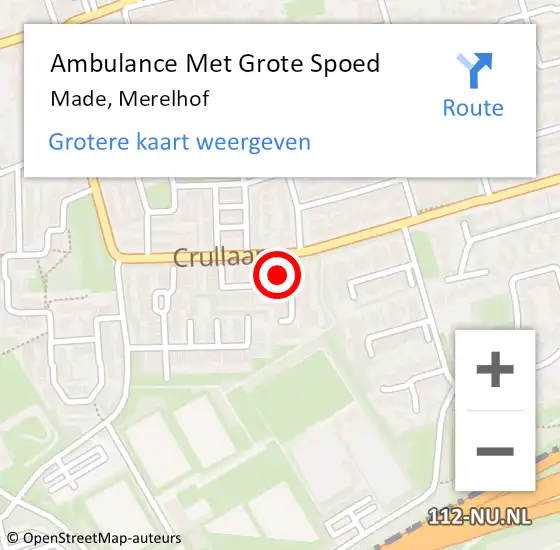 Locatie op kaart van de 112 melding: Ambulance Met Grote Spoed Naar Made, Merelhof op 17 december 2017 23:30