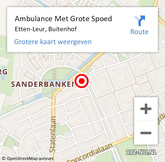 Locatie op kaart van de 112 melding: Ambulance Met Grote Spoed Naar Etten-Leur, Buitenhof op 18 december 2017 01:09