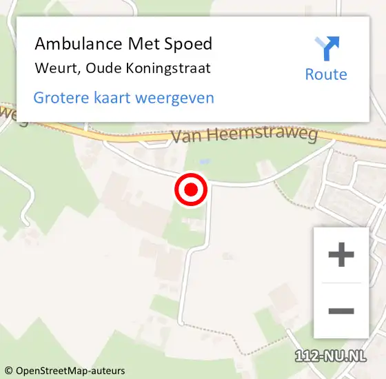 Locatie op kaart van de 112 melding: Ambulance Met Spoed Naar Weurt, Oude Koningstraat op 18 december 2017 01:18