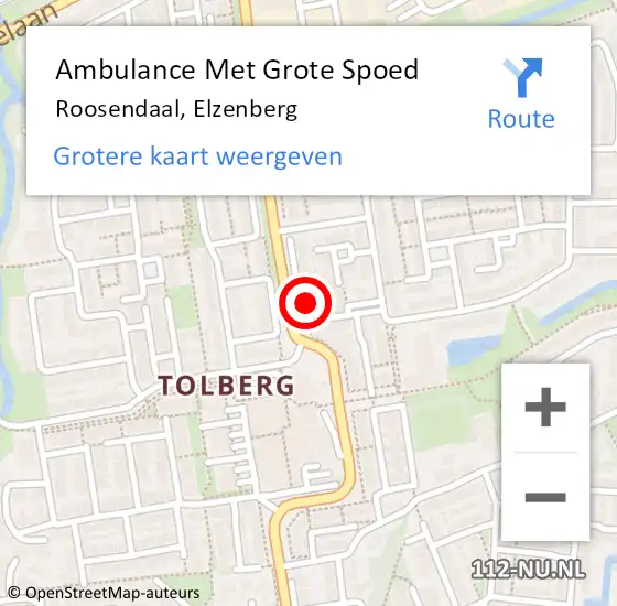 Locatie op kaart van de 112 melding: Ambulance Met Grote Spoed Naar Roosendaal, Elzenberg op 18 december 2017 01:56