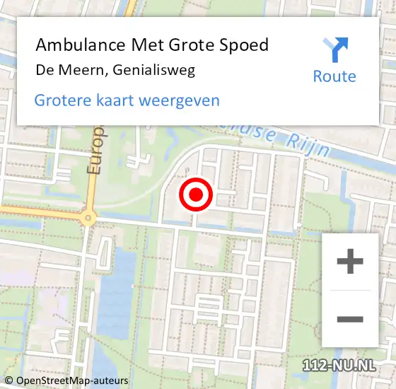 Locatie op kaart van de 112 melding: Ambulance Met Grote Spoed Naar De Meern, Genialisweg op 18 december 2017 02:40