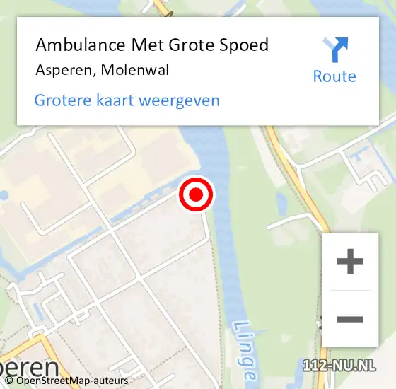 Locatie op kaart van de 112 melding: Ambulance Met Grote Spoed Naar Asperen, Molenwal op 18 december 2017 05:11