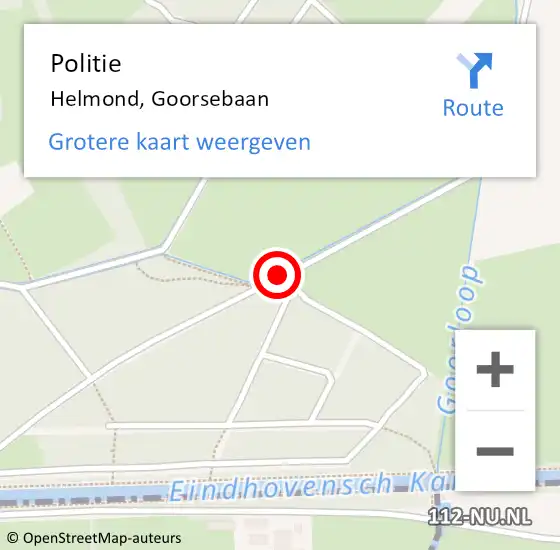 Locatie op kaart van de 112 melding: Politie Helmond, Goorsebaan op 18 december 2017 06:08