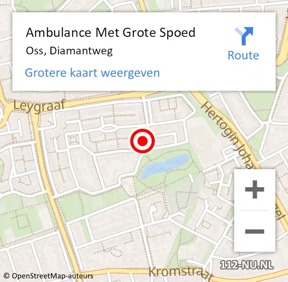 Locatie op kaart van de 112 melding: Ambulance Met Grote Spoed Naar Oss, Diamantweg op 18 december 2017 06:26