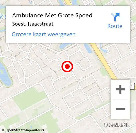 Locatie op kaart van de 112 melding: Ambulance Met Grote Spoed Naar Soest, Isaacstraat op 18 december 2017 07:43