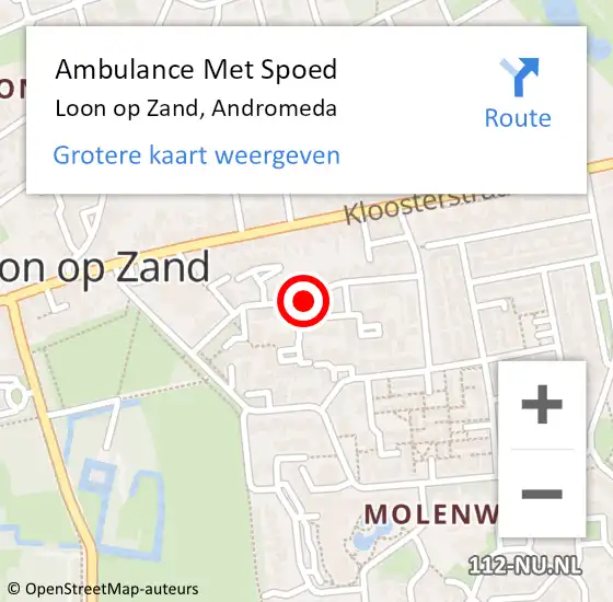 Locatie op kaart van de 112 melding: Ambulance Met Spoed Naar Loon op Zand, Andromeda op 18 december 2017 08:17