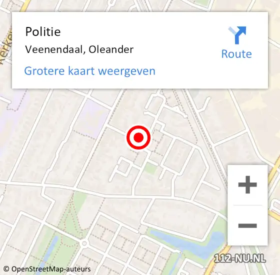 Locatie op kaart van de 112 melding: Politie Veenendaal, Oleander op 18 december 2017 08:39