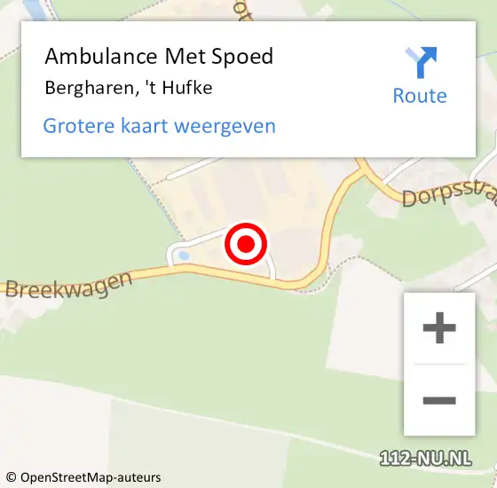 Locatie op kaart van de 112 melding: Ambulance Met Spoed Naar Bergharen, 't Hufke op 18 december 2017 08:48