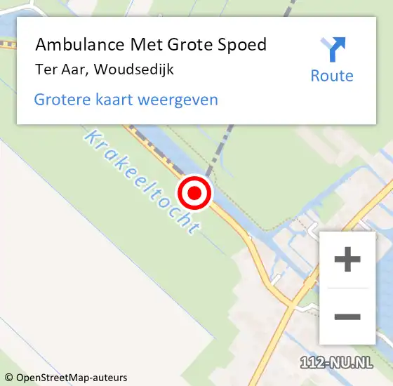 Locatie op kaart van de 112 melding: Ambulance Met Grote Spoed Naar Ter Aar, Woudsedijk op 18 december 2017 08:48